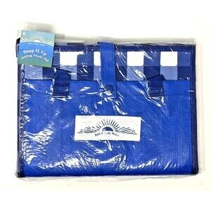 Bath & Body Works Vtg Snap It Up Blue White Check Folding Picnic Mat Wipeable